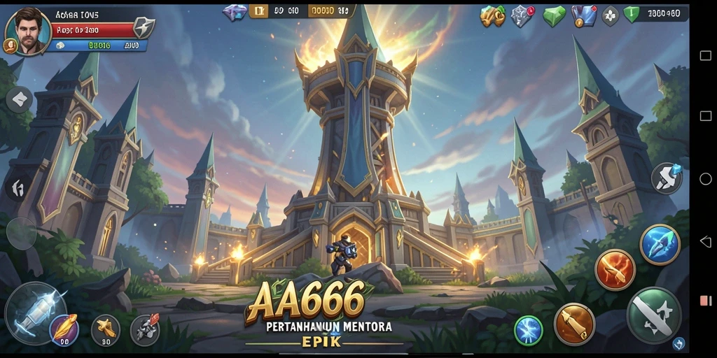 Tampilan gameplay menara pertahanan yang mendebarkan.