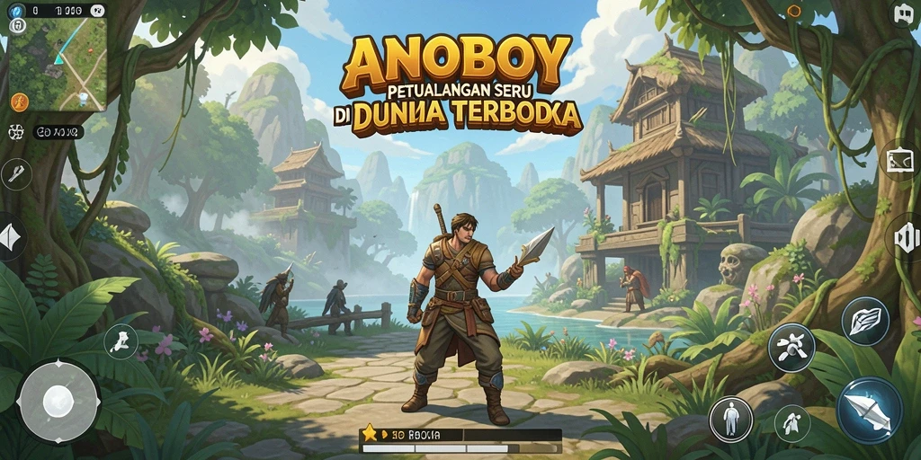 Screenshot ANOBOY menampilkan petualangan mendebarkan di dunia terbuka.