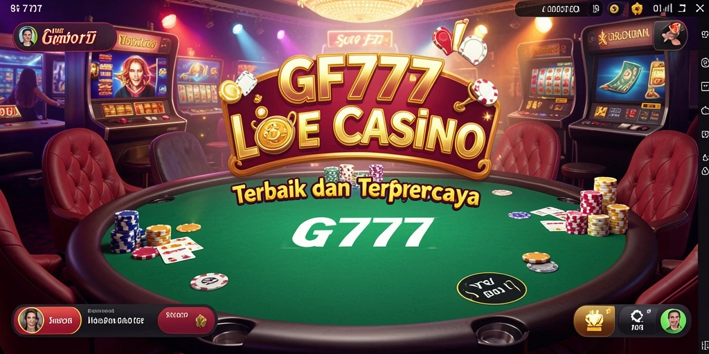 Screenshot gameplay GF777 menampilkan dealer langsung dengan suasana kasino yang nyata.