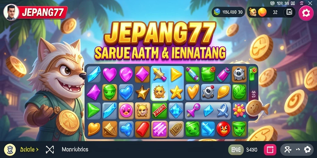 Screenshot gameplay JEPANG77 menunjukkan aksi seru Match-3.