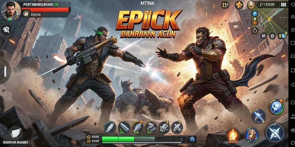 Tampilan aksi mendebarkan yang penuh pertarungan epic di MT966.