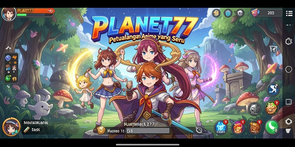 Screenshot gameplay PLANET77 dengan karakter Anime menawan.