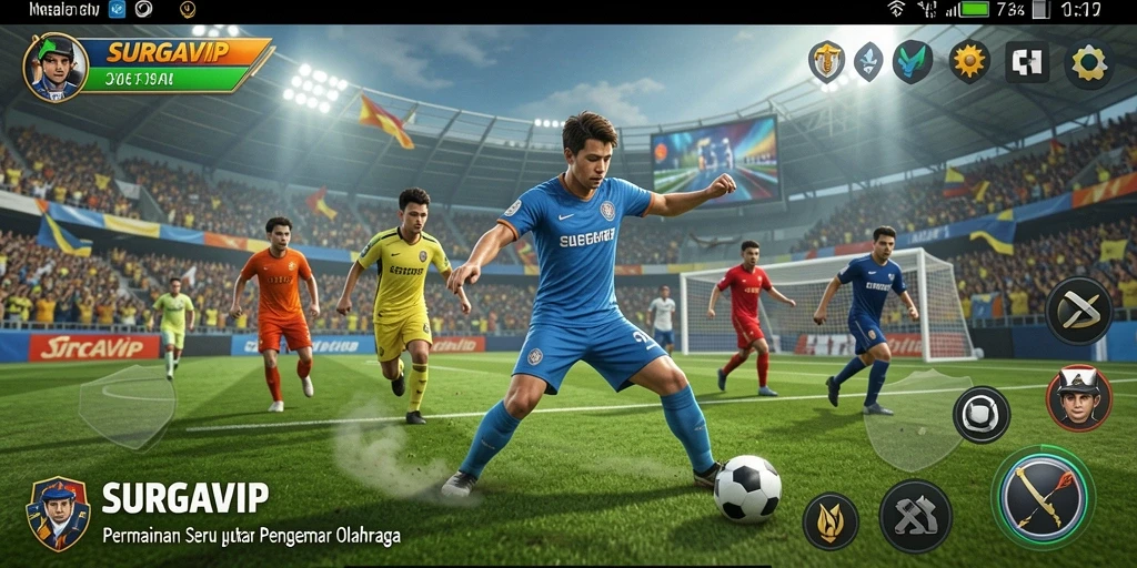 Screenshot SURGAVIP menunjukkan gameplay olahraga yang seru.