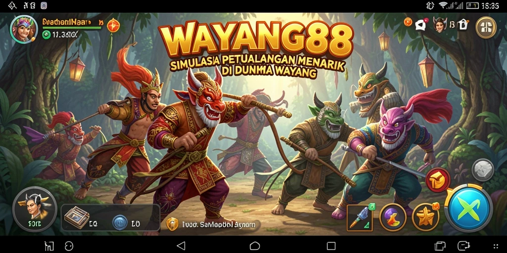 Screenshot menunjukkan gameplay WAYANG88 yang menarik dan penuh warna.