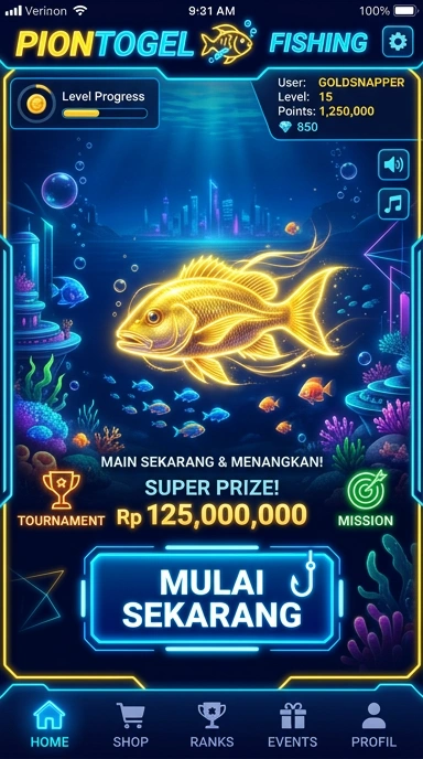 Tampilan antarmuka aplikasi piontogel yang menarik.